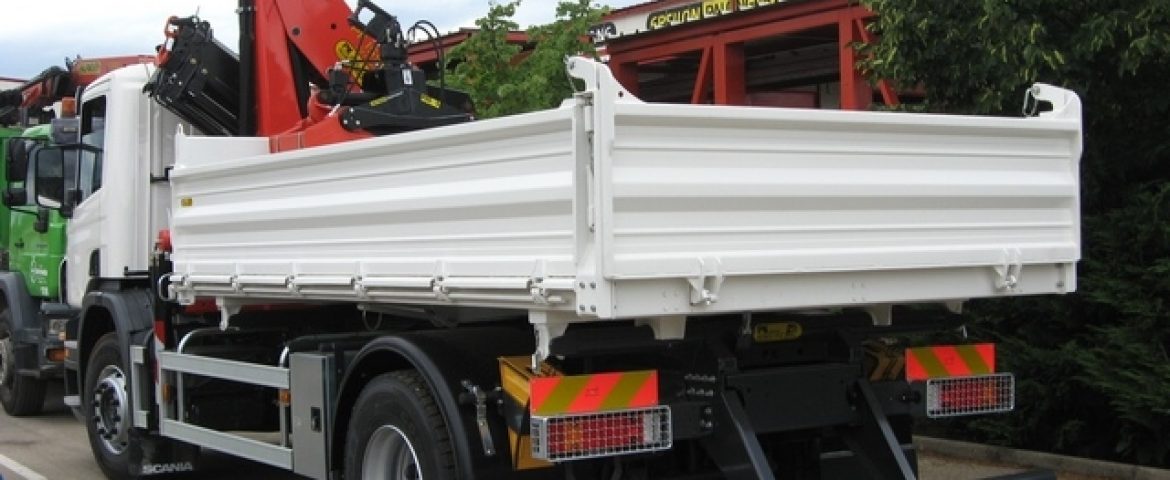 Palfinger crane PK 15500 and three-way tipper TSK 115B for Scania – Demo