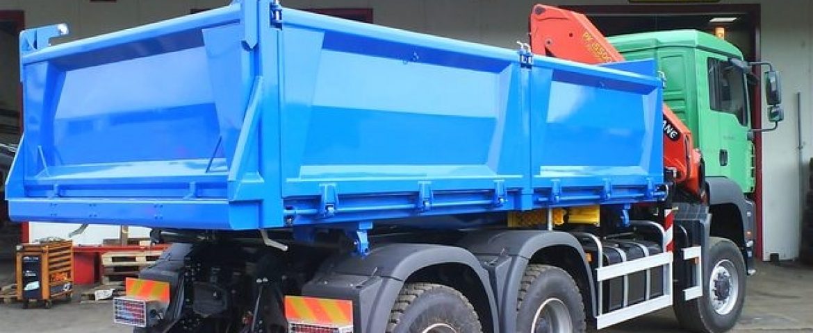 Palfinger Crane PK 15500 and TSK 200B Three-Way Tipper for Man Psc – Vodogradnja