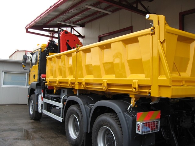 Palfinger Crane PK 18500 and TSK 160A Three-Way Tipper for Man Psc – Vremeplov