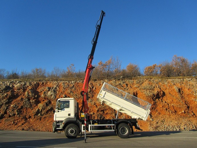 Palfinger Crane PK 13001-K and Three-Side Tipper TK 115 for Kombel d.o.o.