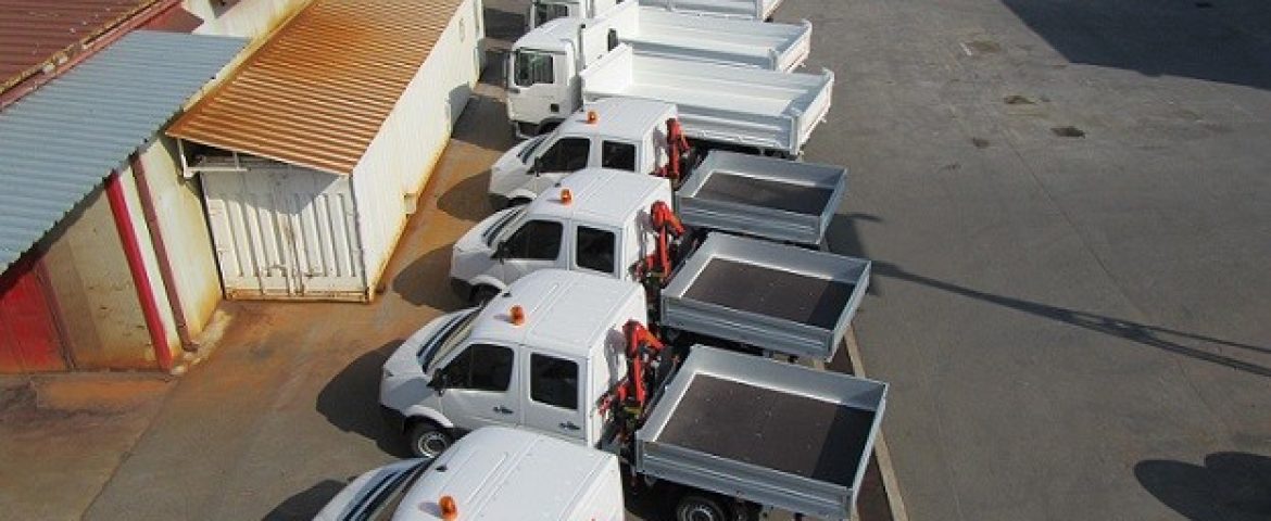Palfinger Cranes, Cargo Platforms, and Three-Side Tipper for HEP