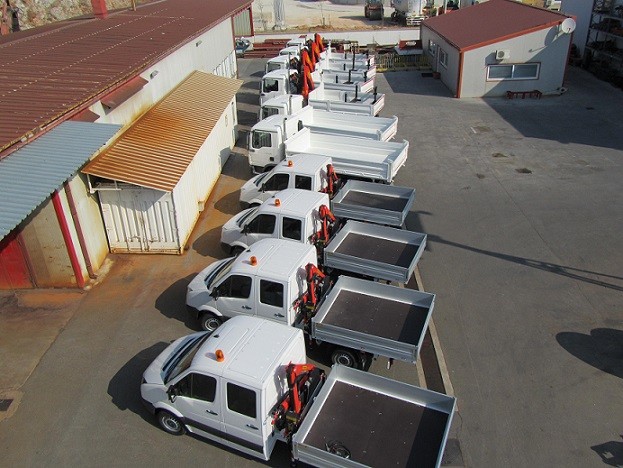 Palfinger Cranes, Cargo Platforms, and Three-Side Tipper for HEP
