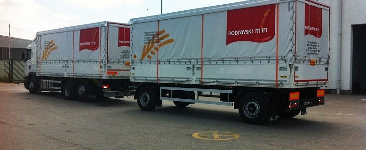 Tovarni sanduk i prikolica s tovarnim sandukom PTS 180 za tvrtku Podravski mlin d.o.o.