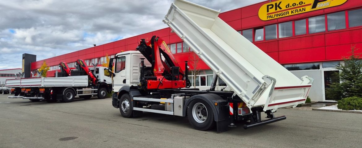 PALFINGER PK 19.001 SLD 5 and TK115-4.2 Three-Way Tipper for Sanit Gradnja